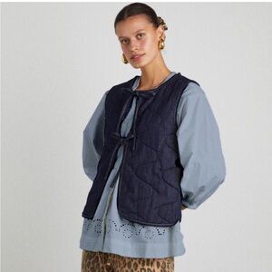 Damson Madder Tilly Quilted Vest Gilet Indigo Denim 8